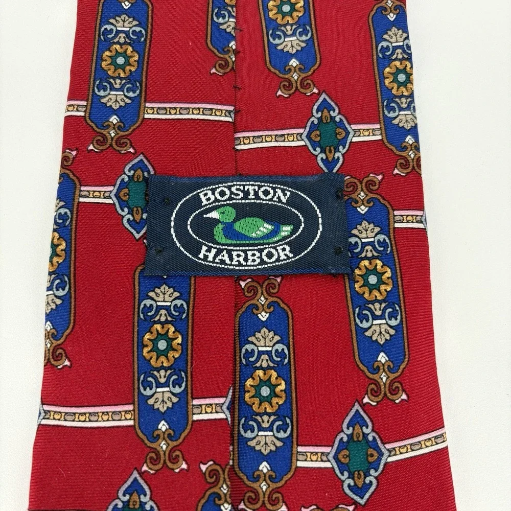 Boston Harbor Mens Tie All Silk Made‎ in USA Repp Necktie Ornate Persian Foulard